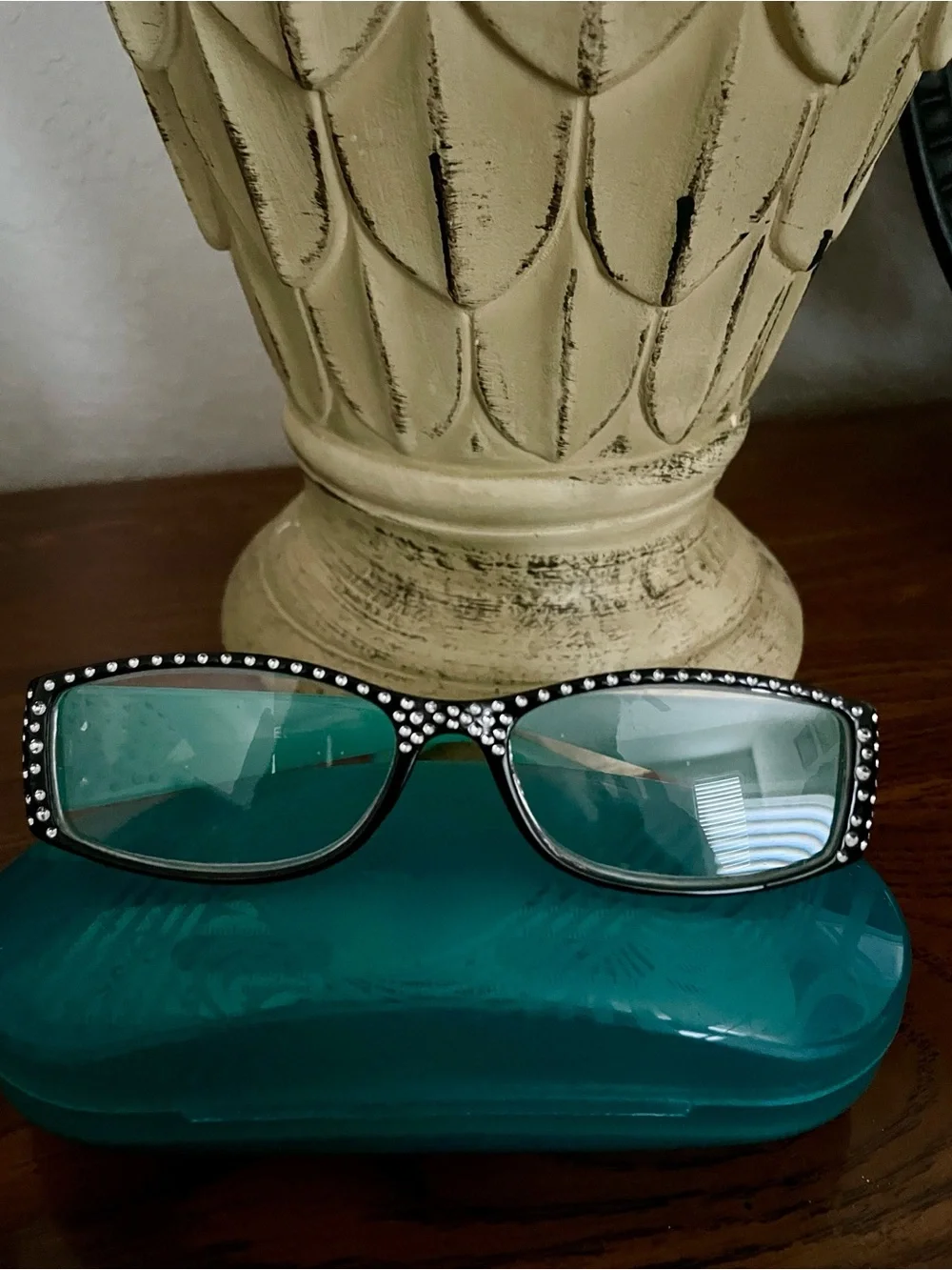 Just a little Bling Rhinestone Accent Black Reading & Green Eye Glasses Frame